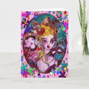 VALENTIJN VENETIAN MASKERADE MASKS EN CONFETTI FEESTDAGEN KAART