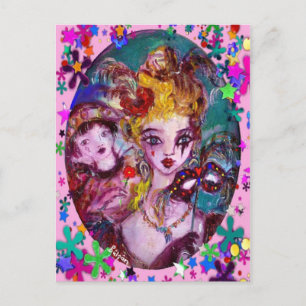 VALENTIJN VENETIAN MASKERADE MASKS EN CONFETTI FEESTDAGENKAART