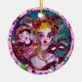 VALENTIJN VENETIAN MASKERADE MASKS EN CONFETTI KERAMISCH ORNAMENT (Voorkant)