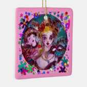 VALENTIJN VENETIAN MASKERADE MASKS EN CONFETTI KERAMISCH ORNAMENT (Rechts)