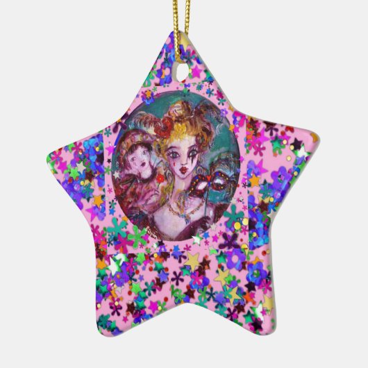 VALENTIJN VENETIAN MASKERADE MASKS EN CONFETTI KERAMISCH ORNAMENT (Links)