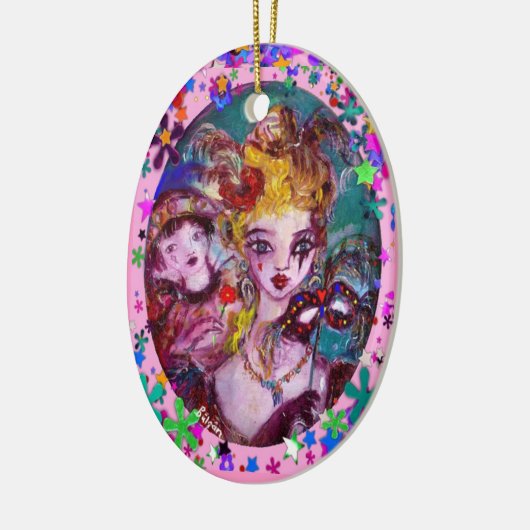 VALENTIJN VENETIAN MASKERADE MASKS EN CONFETTI KERAMISCH ORNAMENT (Links)