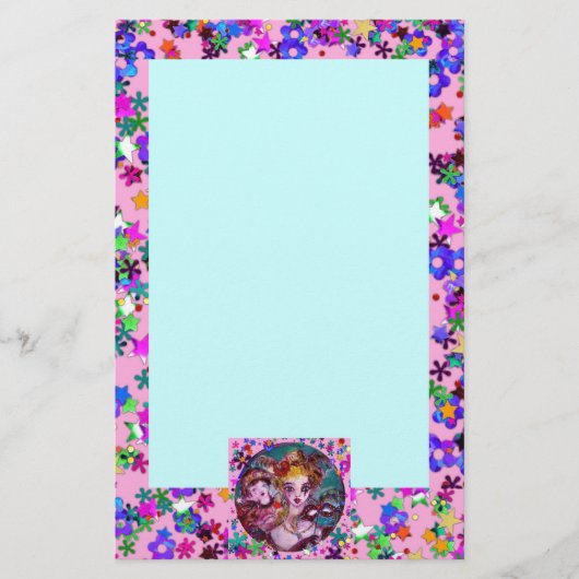 VALENTIJN VENETIAN MASKERADE MASKS, PINK CONFETTI BRIEFPAPIER (Voorkant)