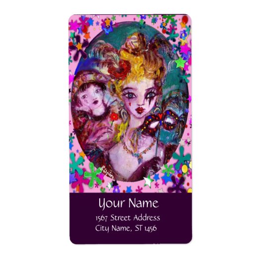 VALENTIJN VENETIAN MASQUERADE CONFETTI ETIKET (Voorkant)