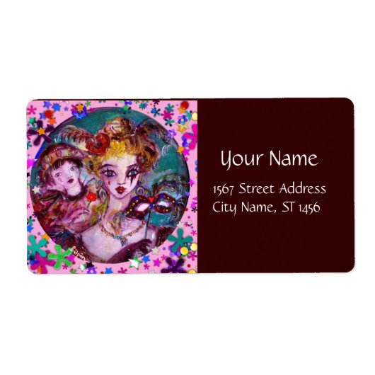 VALENTIJN VENETIAN MASQUERADE CONFETTI ETIKET (Voorkant)