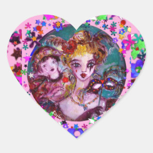 VALENTIJN VENETIAN MASQUERADE CONFETTI HART STICKER