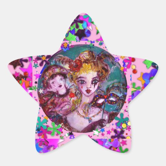 VALENTIJN VENETIAN MASQUERADE CONFETTI STER STICKER (Voorkant)