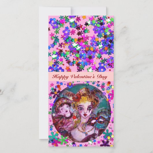 VALENTIJN VENETIAN MASQUERADE MASKS FEESTDAGENKAART (Voorkant)