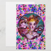 VALENTIJN VENETIAN MASQUERADE MASKS Roze Confetti Briefpapier (Voorkant / Achterkant)