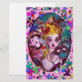 VALENTIJN VENETIAN MASQUERADE MASKS Roze Confetti Briefpapier (Voorkant / Achterkant)