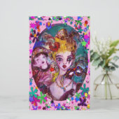 VALENTIJN VENETIAN MASQUERADE MASKS Roze Confetti Briefpapier (Staand voorkant)