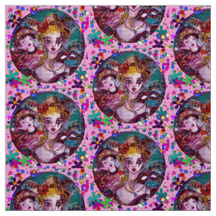 VALENTIJN VENETIAN MASQUERADE MASKS Roze Confetti Stof