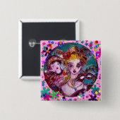 VALENTIJN VENETIAN MASQUERADE MASKS VIERKANTE BUTTON 5,1 CM (Voorkant /achterkant)