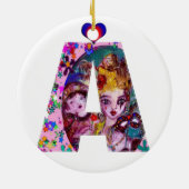 VALENTIJN VENETIAN MASQUERADE MONOGRAM A BRIEF KERAMISCH ORNAMENT (Achterkant)