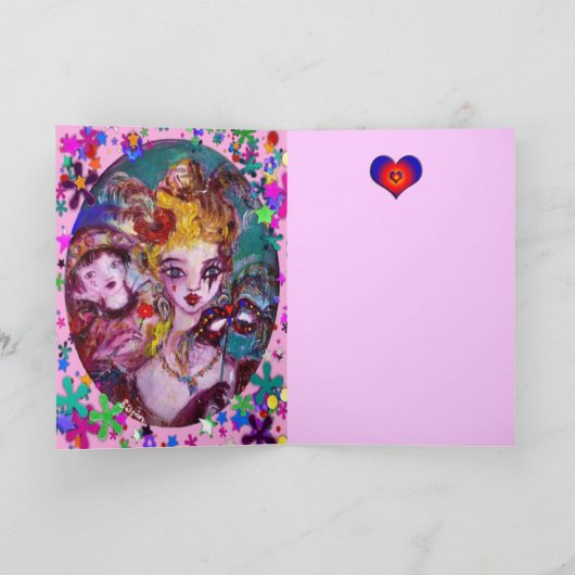 VALENTIJN VENETIAN MASQUERADE MONOGRAM D BRIEF FEESTDAGEN KAART (Binnen)