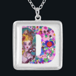 VALENTIJN VENETIAN MASQUERADE MONOGRAM D BRIEF ZILVER VERGULDEN KETTING<br><div class="desc">Ontwerp van een initiaal met letter D met hart. Fantastisch levendig en artistiek schilderij met kleurrijke confetti.. Mythische liefde tussen Harlequin en Columbine,  acrylschilderij geïnspireerd uit Venetiaanse vedermaskers en Commedia dell'arte - Venetië. Heldere paarse roze gele kleuren.</div>