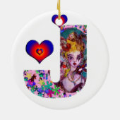 VALENTIJN VENETIAN MASQUERADE MONOGRAM J BRIEF KERAMISCH ORNAMENT (Achterkant)