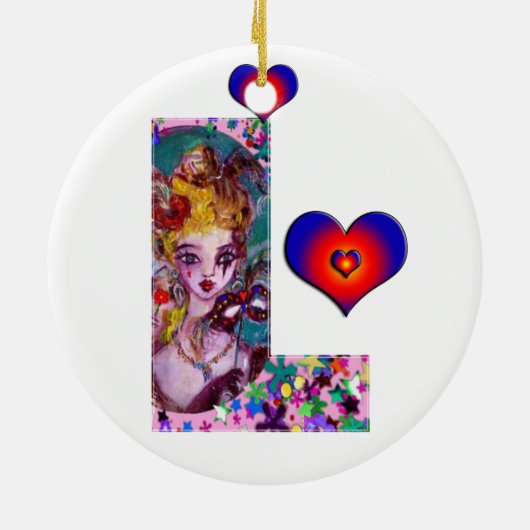 VALENTIJN VENETIAN MASQUERADE MONOGRAM L BRIEF KERAMISCH ORNAMENT (Achterkant)