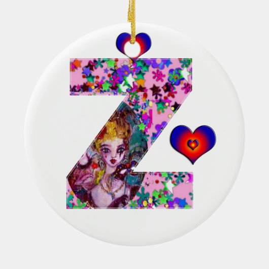 VALENTIJN VENETIAN MASQUERADE MONOGRAM Z-BRIEF KERAMISCH ORNAMENT (Achterkant)