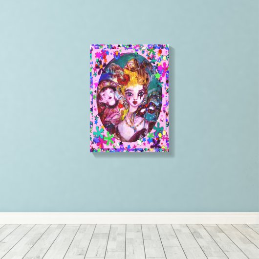 VALENTIJN VENETIAN MASQUERADE PARTIJ CANVAS AFDRUK (Insitu (Houten vloer))