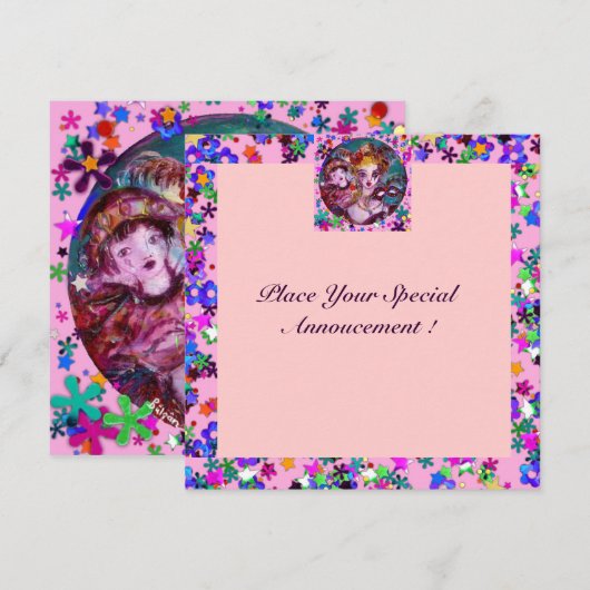 VALENTIJN VENETIAN MASQUERADE PARTIJ KAART (Voorkant / Achterkant)