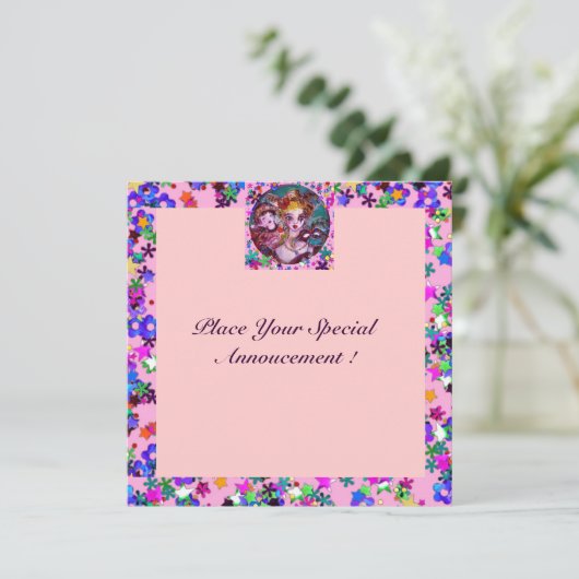 VALENTIJN VENETIAN MASQUERADE PARTIJ KAART (Staand voorkant)