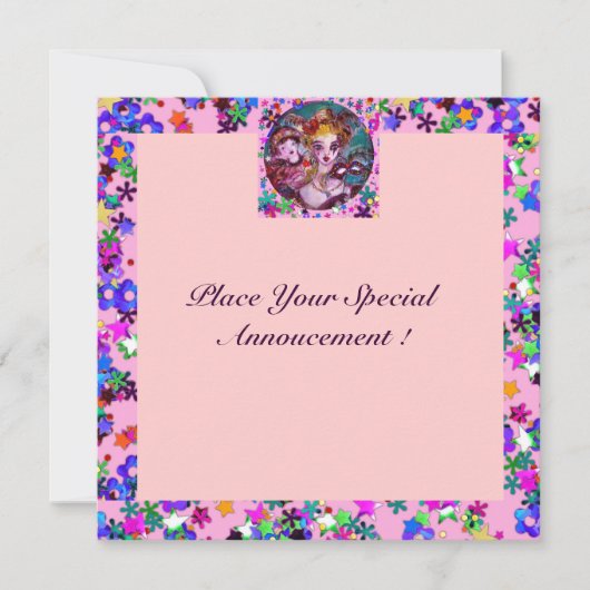 VALENTIJN VENETIAN MASQUERADE PARTIJ KAART (Voorkant)