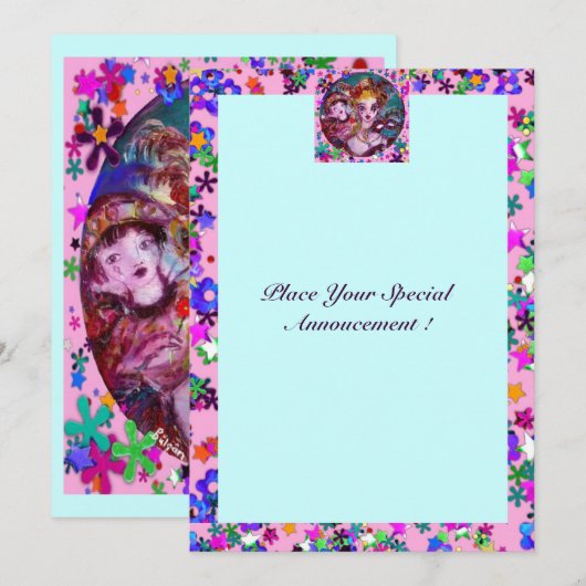 VALENTIJN VENETIAN MASQUERADE PARTIJ KAART (Voorkant / Achterkant)