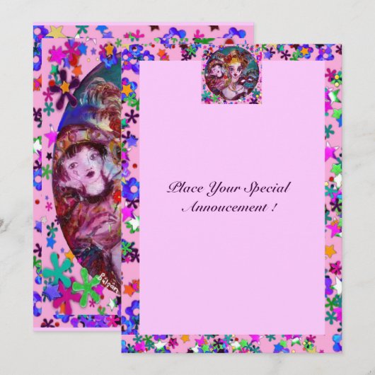 VALENTIJN VENETIAN MASQUERADE PARTIJ KAART (Voorkant / Achterkant)