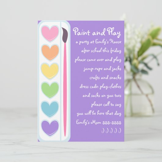 Valentijn verf en penselen kaart (Staand voorkant)