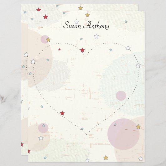 Valentijn Verhard sterren Hart Briefpapier papier (Voorkant / Achterkant)