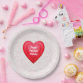 Valentijn Verjaardag Fancy Red Hearts gepersonalis Papieren Bordje (Feest)