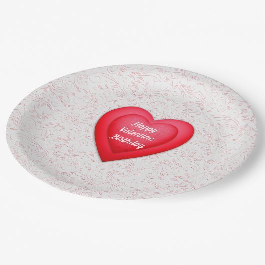 Valentijn Verjaardag Fancy Red Hearts gepersonalis Papieren Bordje (Gekanteld)