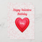 Valentijn Verjaardag Fancy Rode Hart Gepersonalise Feestdagenkaart (Voorkant / Achterkant)