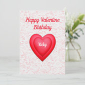 Valentijn Verjaardag Fancy Rode Hart Gepersonalise Feestdagenkaart (Staand voorkant)