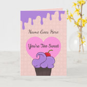 Valentijn Verjaardag Liefde Harten Zoete Cupcake Kaart (Gele Bloem)