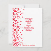 Valentijn Verjaardag Modern Rood Confetti Harten Notitiekaartje (Achterkant)