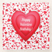 Valentijn Verjaardag Rode Confetti Hart Gepersonal Glazen Onderzetter (Voorkant)