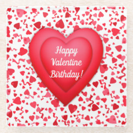 Valentijn Verjaardag Rode Confetti Hart Gepersonal Glazen Onderzetter