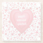 Valentijn Verjaardag Rode Confetti Hart Gepersonal Glazen Onderzetter (Achterkant)
