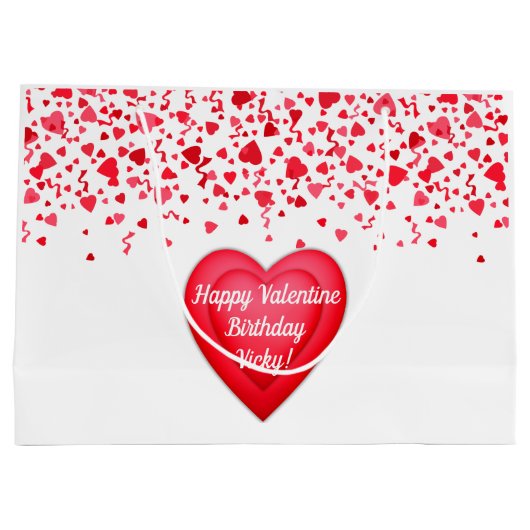 Valentijn Verjaardag Rode Confetti Hart Gepersonal Groot Cadeauzakje (Achterkant)