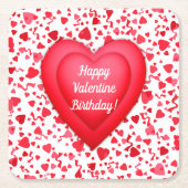 Valentijn Verjaardag Rode Confetti Hart Gepersonal Kartonnen Onderzetters (Voorkant)