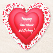 Valentijn Verjaardag Rode Confetti Hart Gepersonal Kartonnen Onderzetters (Voorkant)