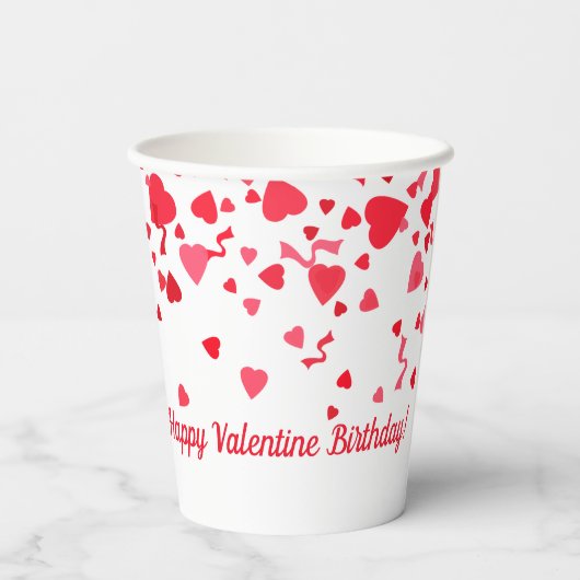 Valentijn Verjaardag Rode Confetti Hart Gepersonal Papieren Bekers (Achterkant)