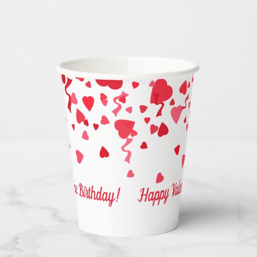 Valentijn Verjaardag Rode Confetti Hart Gepersonal Papieren Bekers (Links)
