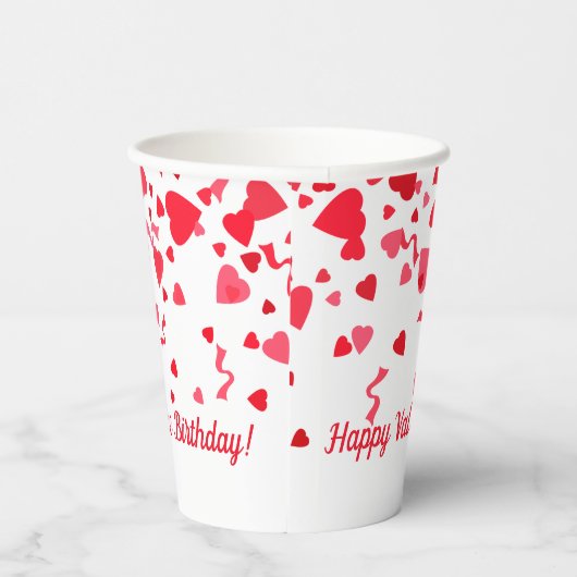 Valentijn Verjaardag Rode Confetti Hart Gepersonal Papieren Bekers (Rechts)