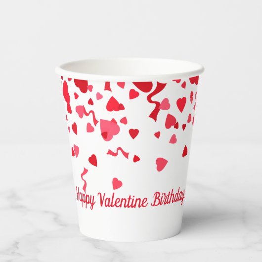 Valentijn Verjaardag Rode Confetti Hart Gepersonal Papieren Bekers (Voorkant)