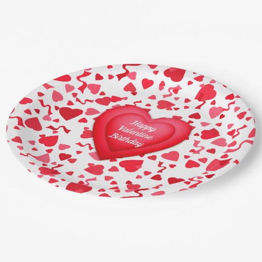 Valentijn Verjaardag Rode Confetti Hart Gepersonal Papieren Bordje (Gekanteld)