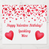 Valentijn Verjaardag Rode Confetti Hart Gepersonal Sparkling Wijnetiket (Enkel label)