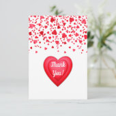 Valentijn Verjaardag Rode Confetti Harten Bedankkaart (Staand voorkant)